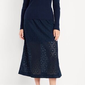 Old Navy Blue Lace Midi Skirt